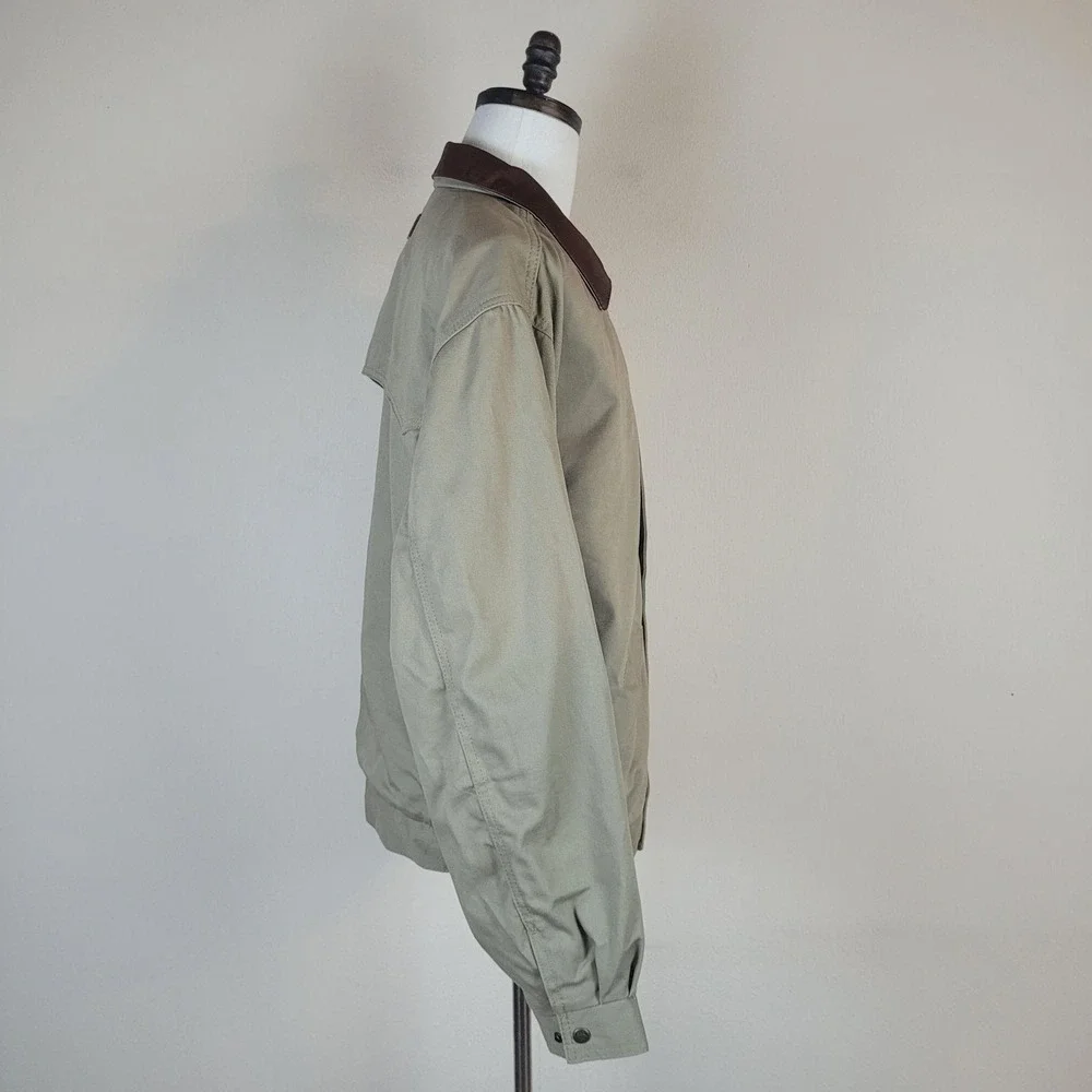 Schaefer Outfitter Jacket XL Beige Lodge Cruiser Canvas Leather Collar Western